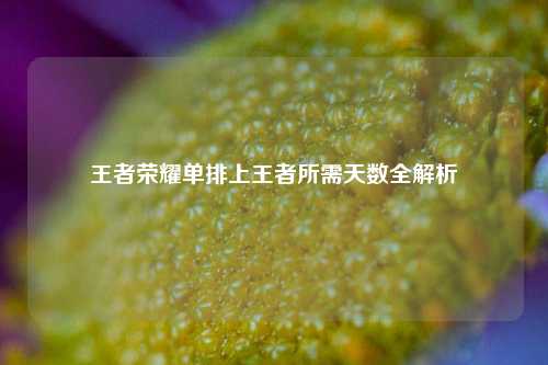 王者荣耀单排上王者所需天数全解析
