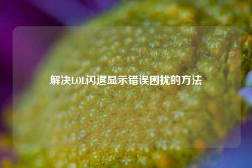 解决LOL闪退显示错误困扰的方法