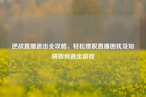 逆战直播退出全攻略，轻松摆脱直播困扰及知晓如何退出游戏